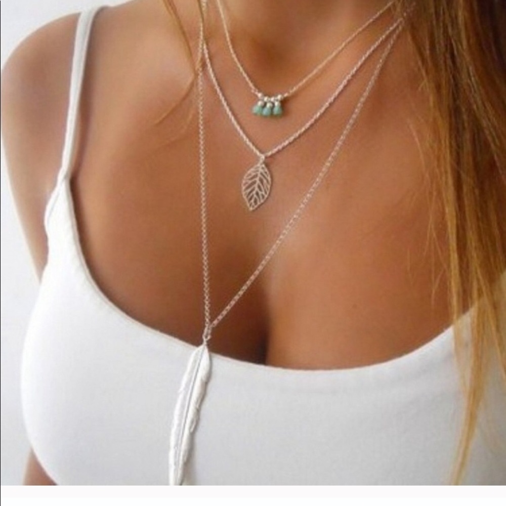 3 Layered Feather necklace